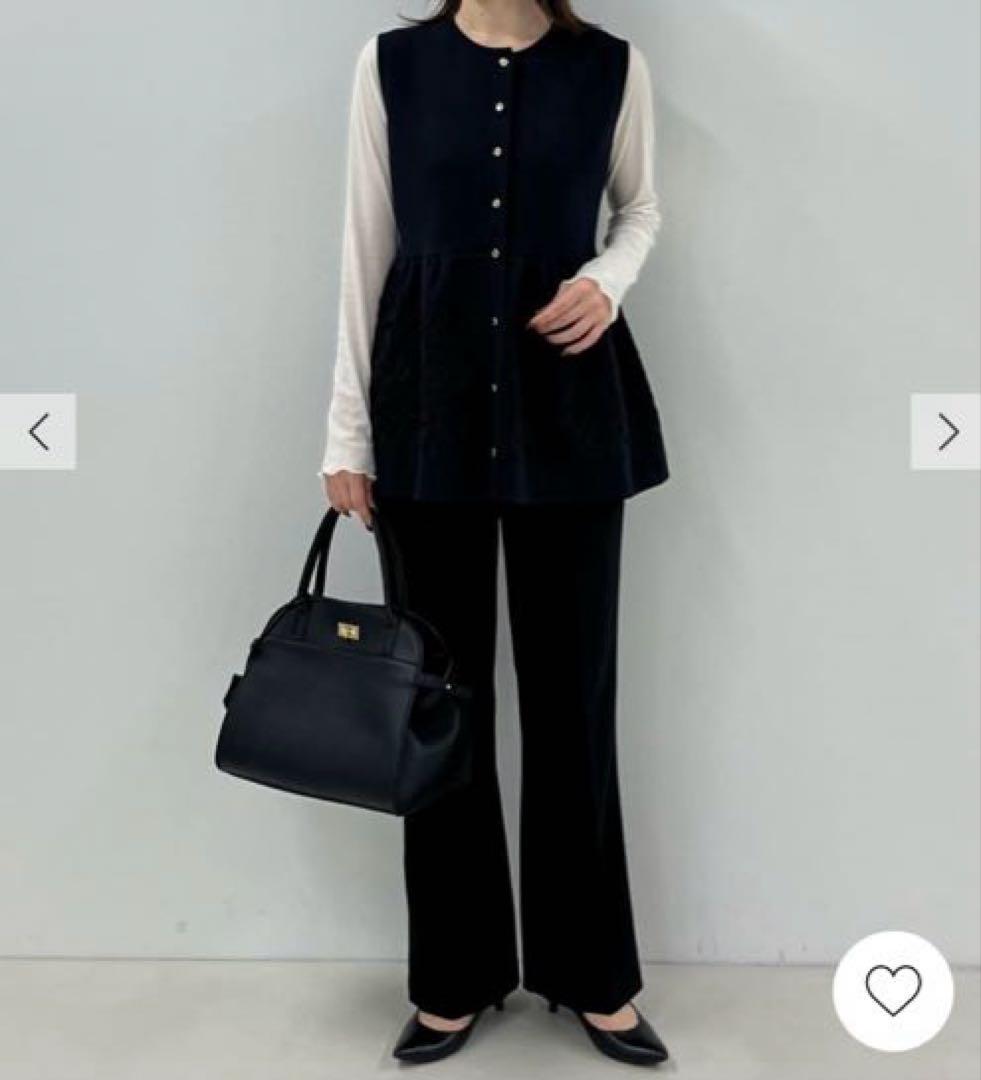 ノーリーズNOLLEY'S ネイビー レース付きペプラム ベスト