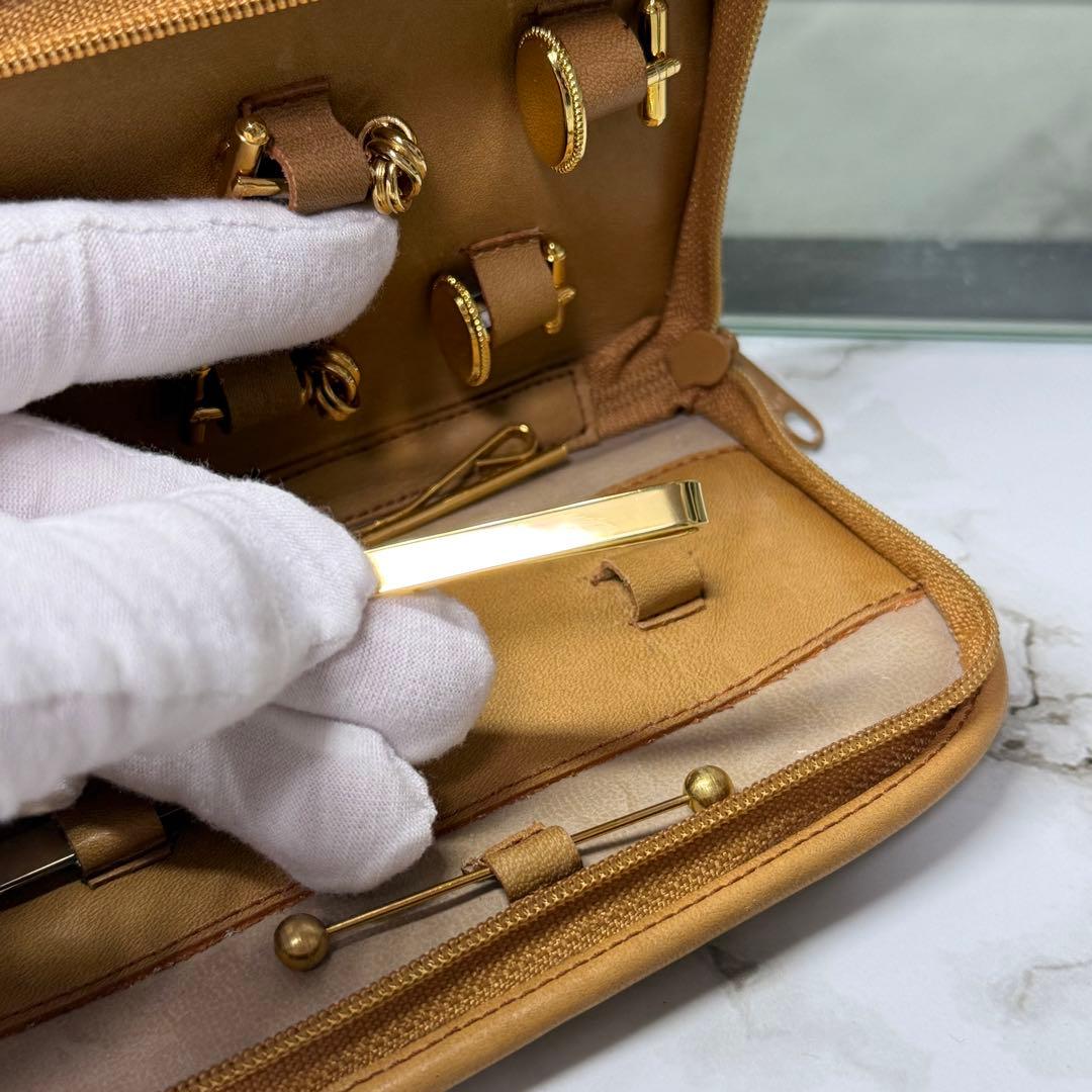 90s クリスチャンディオール ネクタイピン カフス ポーチ レザー 本革