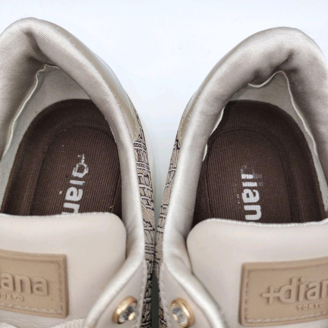 【2点おまとめ】＋diana パールビジュー付 リボンスニーカー 23.5 厚底