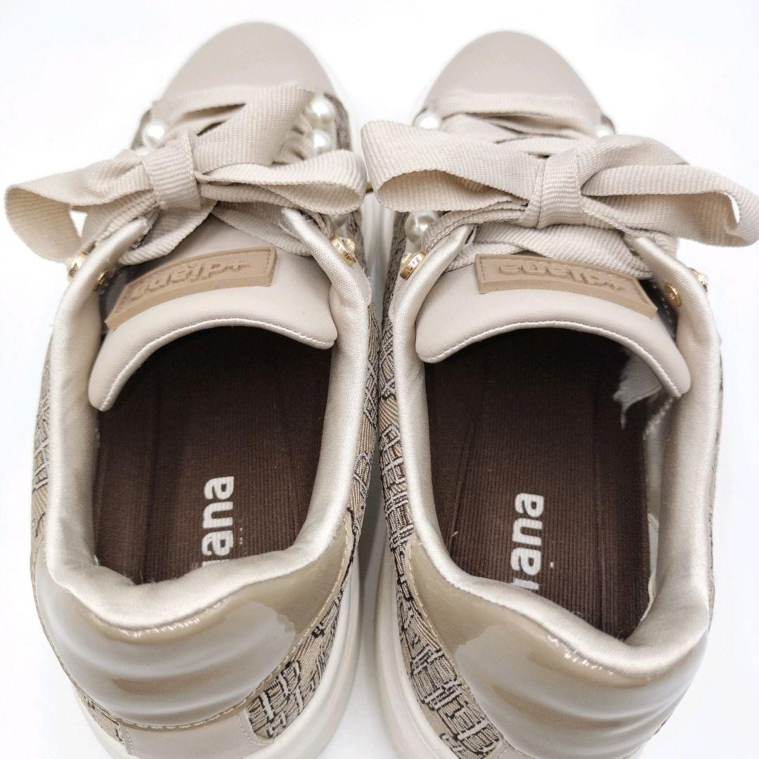 【2点おまとめ】＋diana パールビジュー付 リボンスニーカー 23.5 厚底