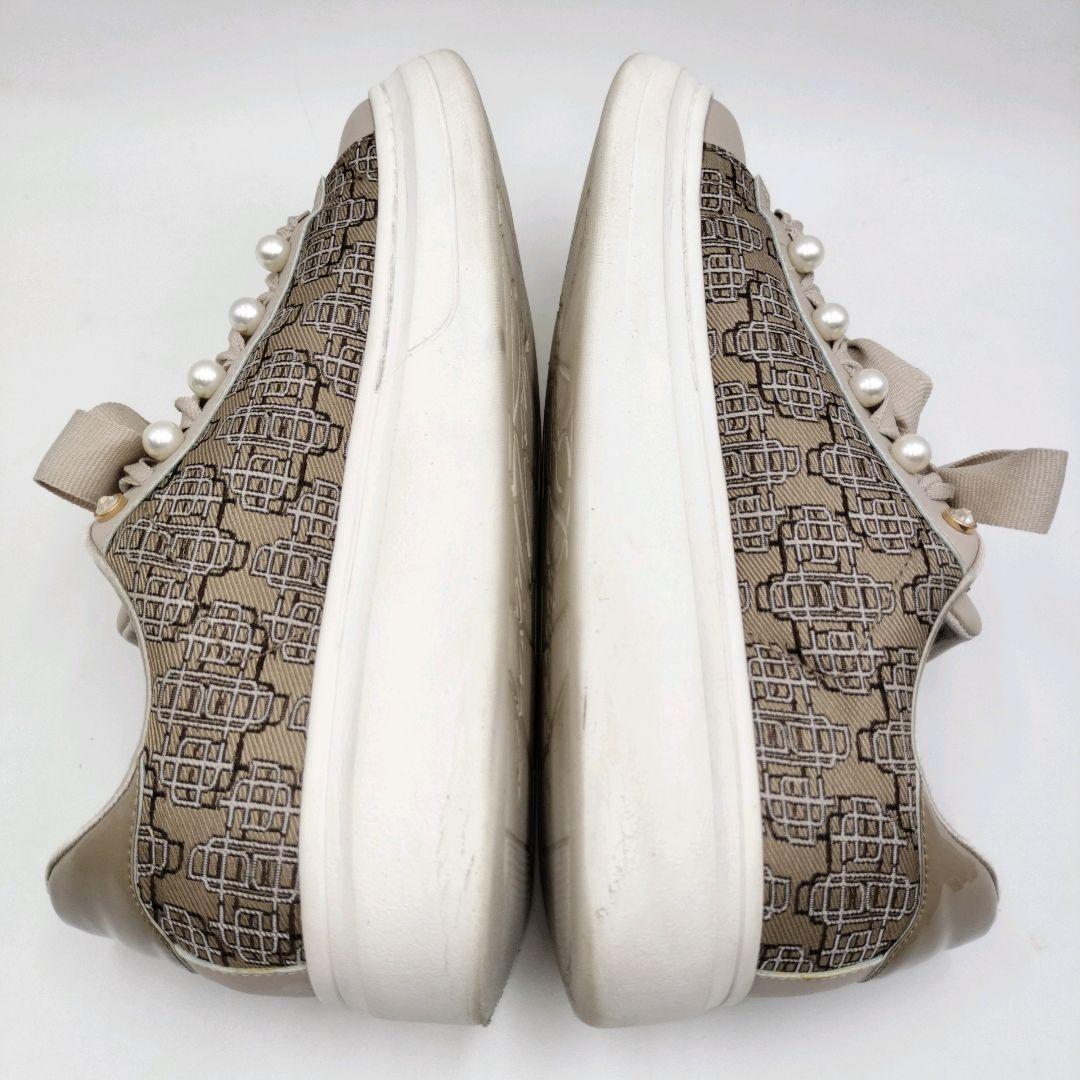 【2点おまとめ】＋diana パールビジュー付 リボンスニーカー 23.5 厚底