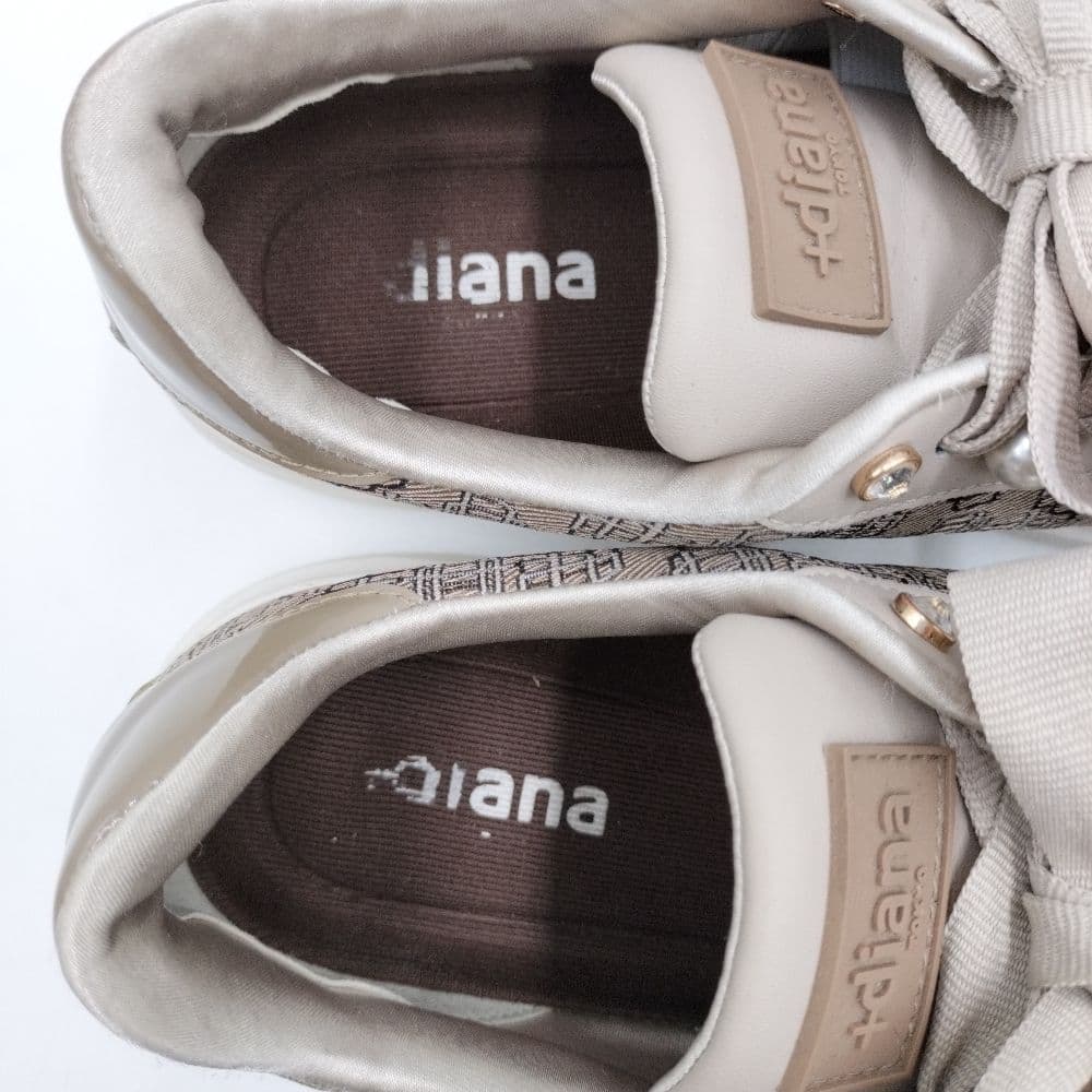 【2点おまとめ】＋diana パールビジュー付 リボンスニーカー 23.5 厚底