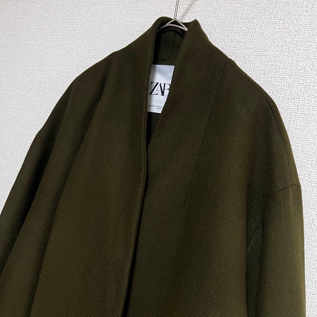 ®️　　ZARA MANTECO スカーフウールコート　ロングコート　カーキ