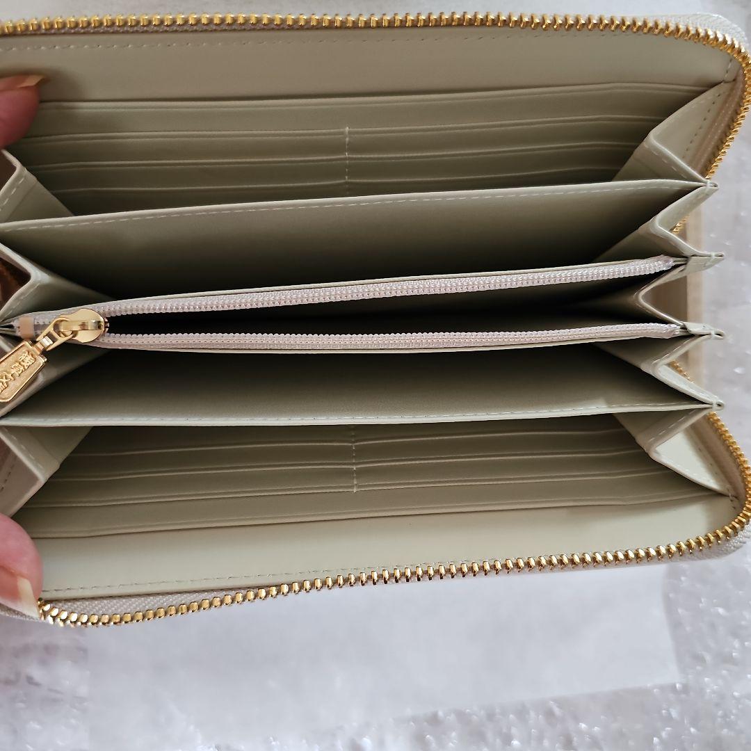 手作り1点物！浅草文庫 牛革横長財布 小紋調柄 八重桜ピンク色