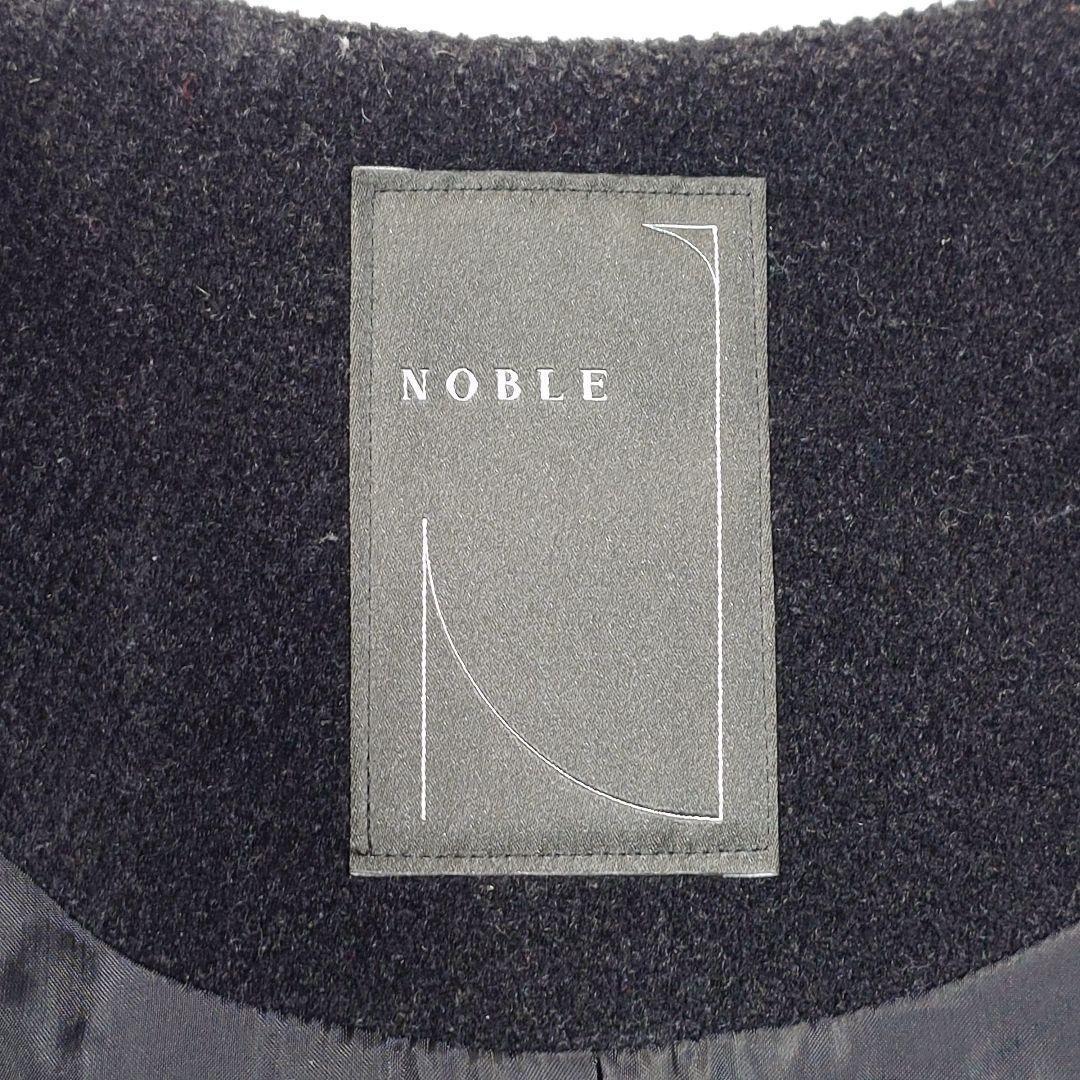 NOBLE ノーブル ウール混ノーカラーコート ブラック ゆったり上品