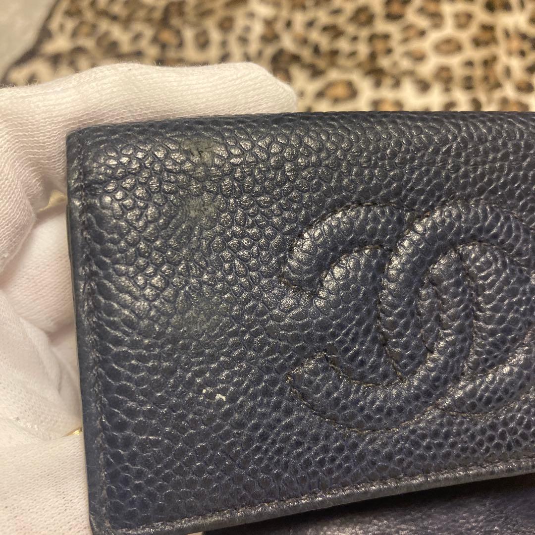 CHANEL ネイビー レザー キーケース