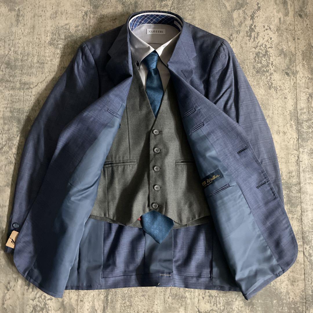 Christian Diorネクタイ レアカラー パープルブルーチェック柄スーツ