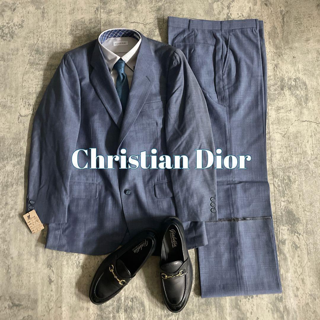 Christian Diorネクタイ レアカラー パープルブルーチェック柄スーツ