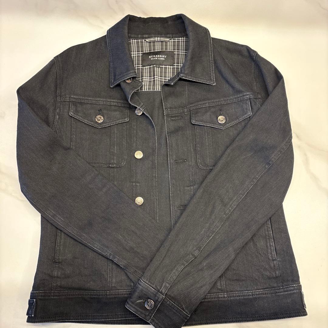バーバリーブラックレーベル 黒 デニムジャケット Gジャン