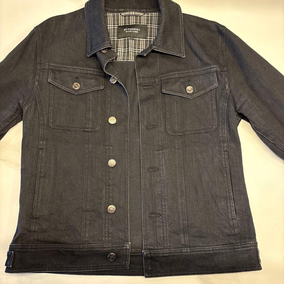 バーバリーブラックレーベル 黒 デニムジャケット Gジャン