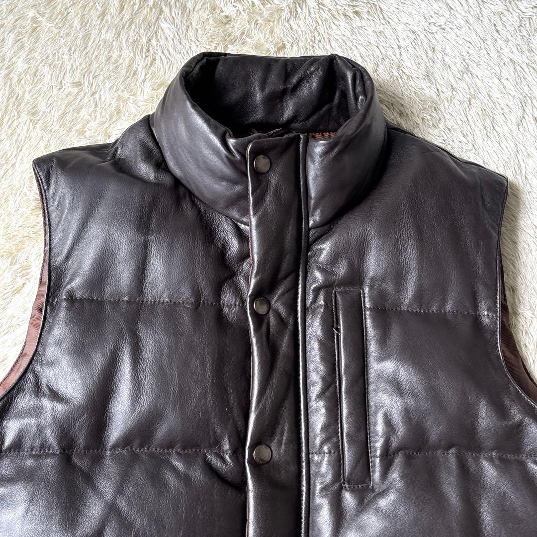 GREEN LABEL RELAXING ダウンベスト 羊革　レザー　希少　L
