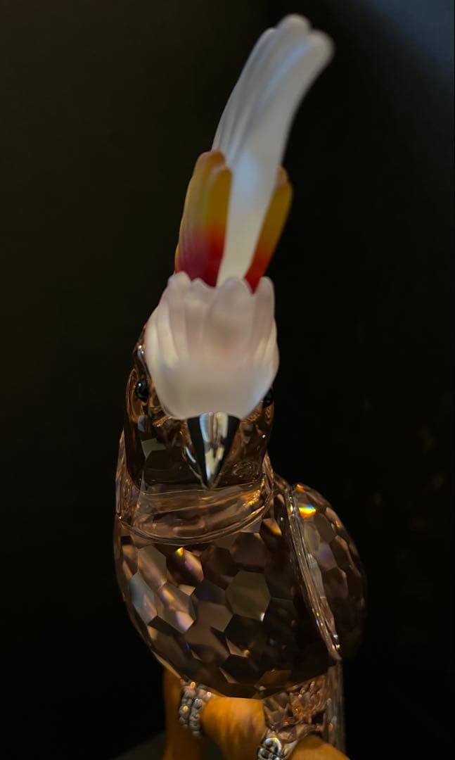 t*m様 スワロフスキー インコ ピンク クリスタル オブジェ