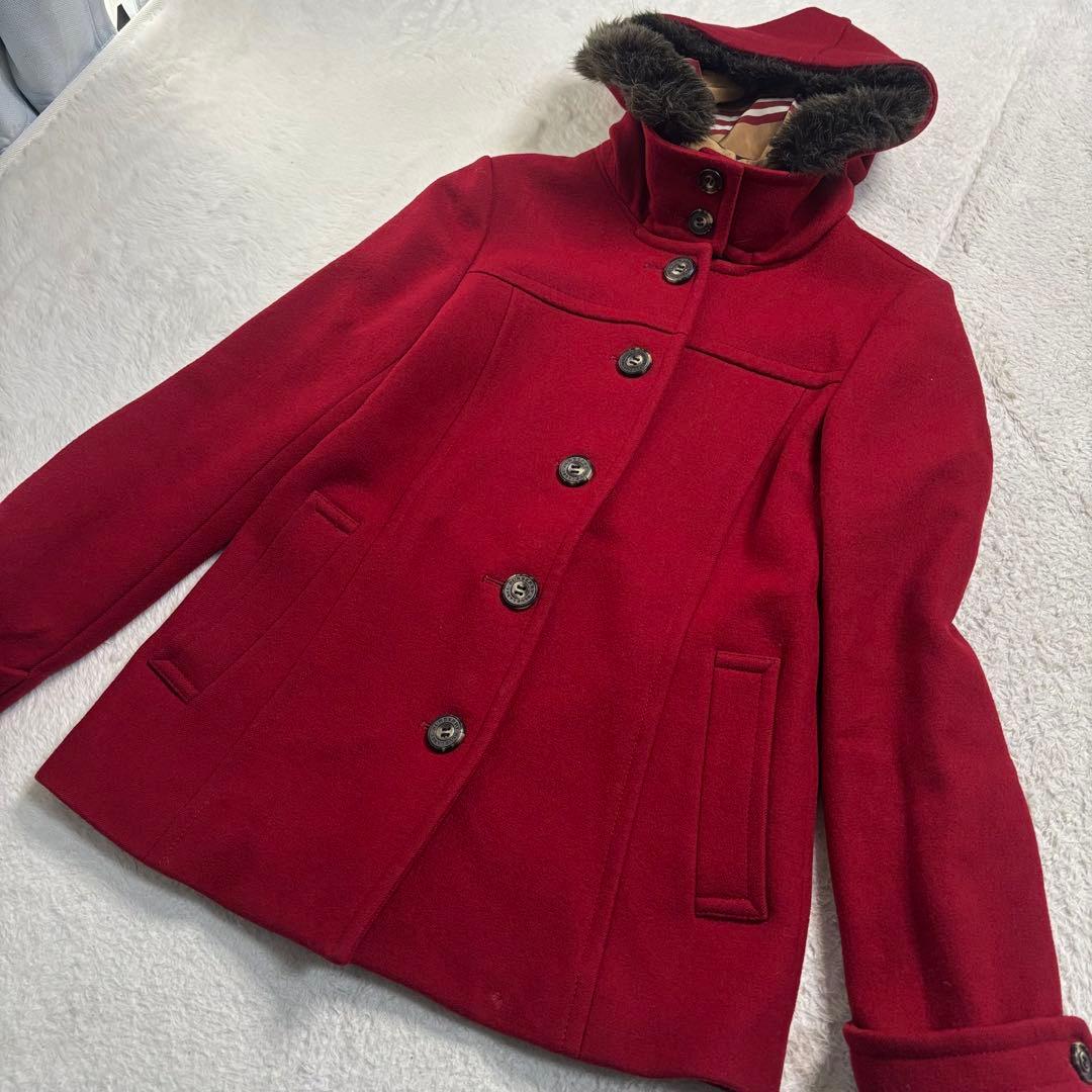 バーバリーブルーレーベル フーデッドコート ウールコート2way