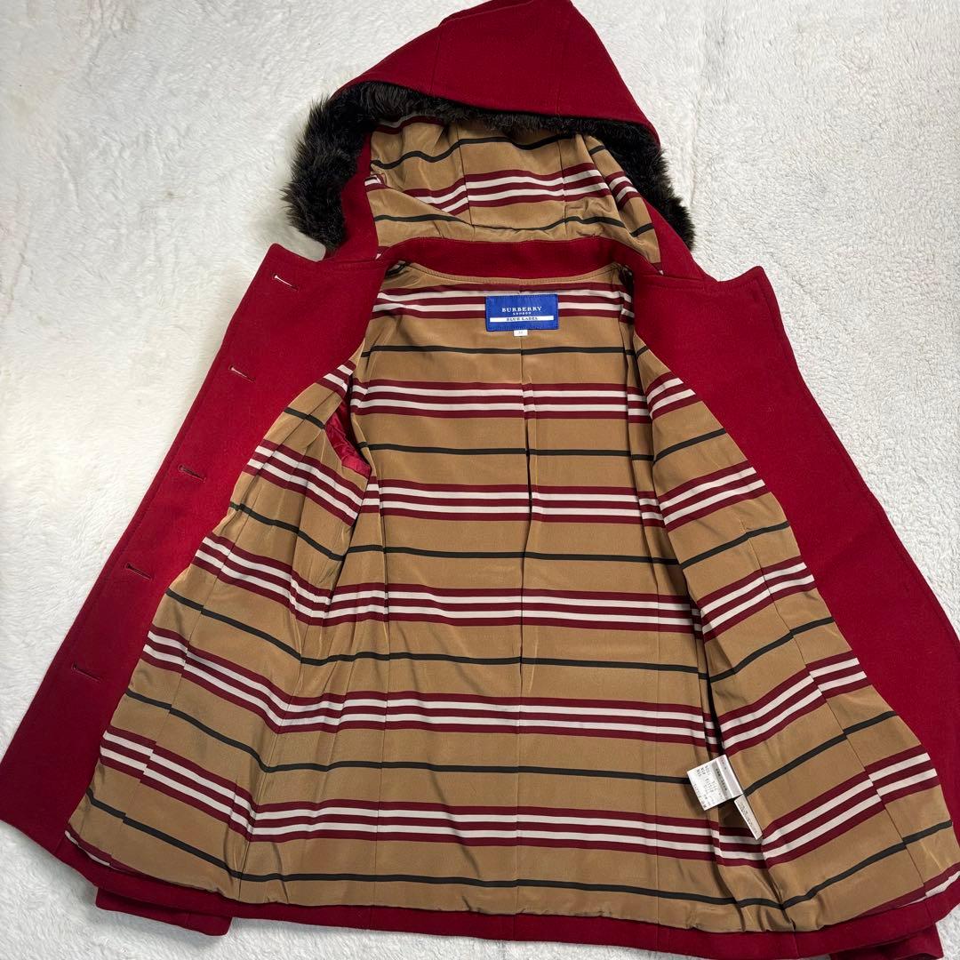 バーバリーブルーレーベル フーデッドコート ウールコート2way