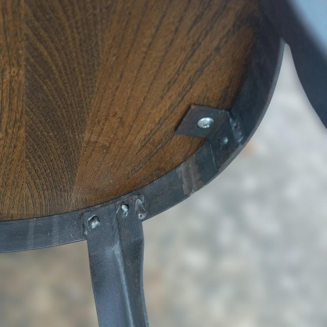 S*y様 5005）円形木製座面のアイアンスツール　ヴィンテージ　インダストリア