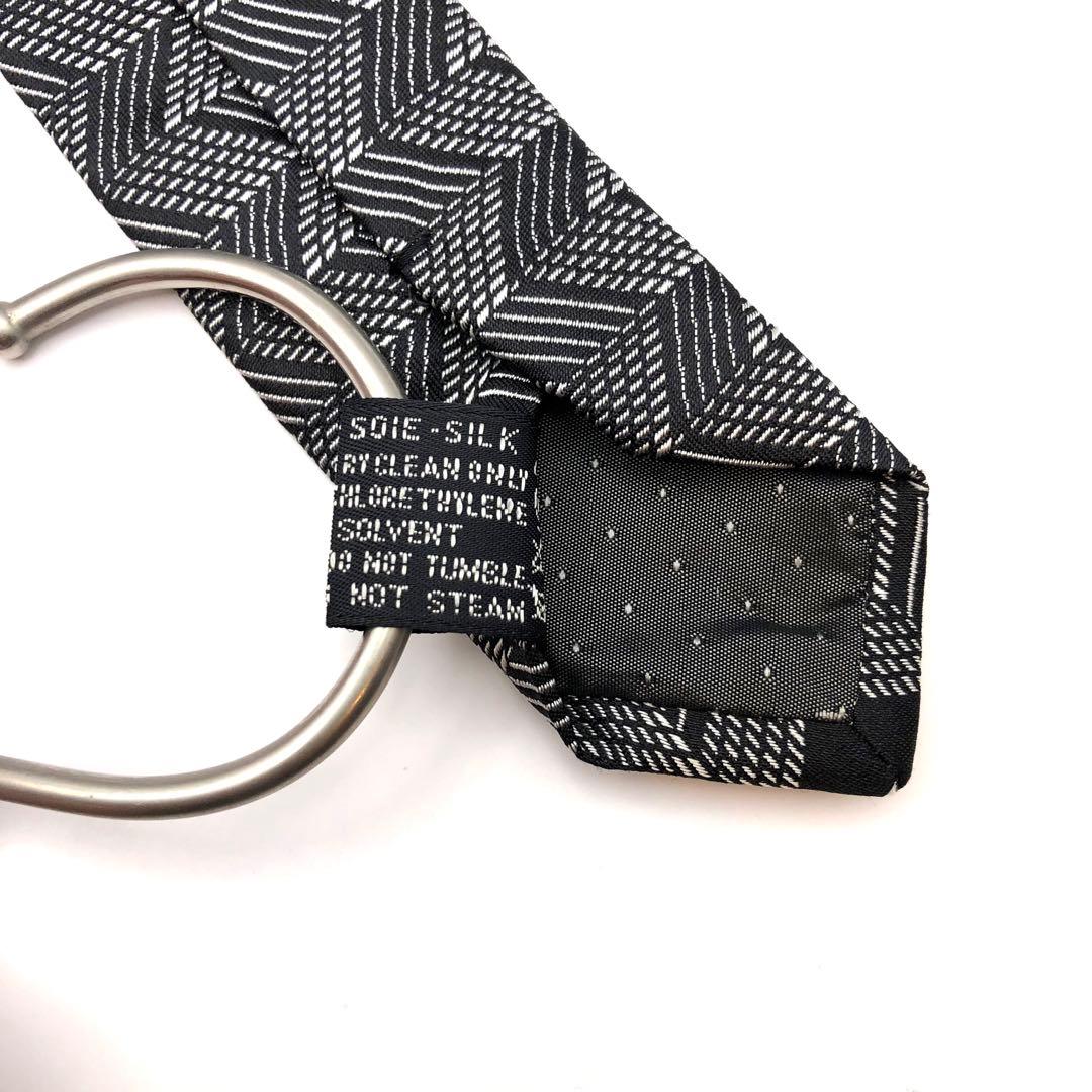 【美品】GIANNI VERSACE ネクタイ 幾何学柄 グレー ブラック