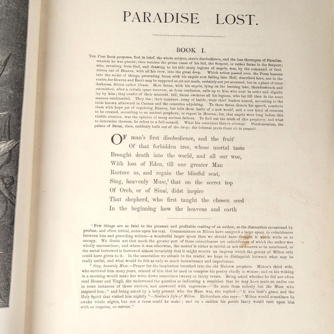 1899年頃 ギュスターブ・ドレの傑作大型挿画本 叙事詩「失楽園」120年前