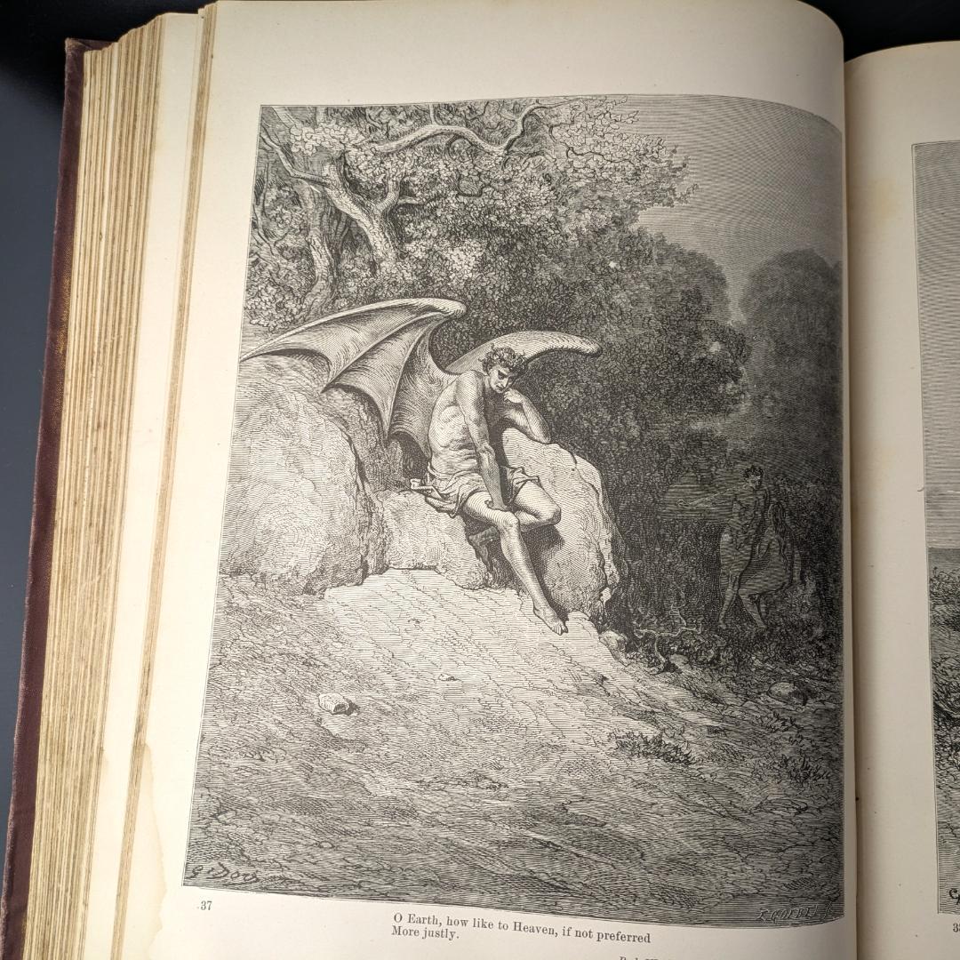 1899年頃 ギュスターブ・ドレの傑作大型挿画本 叙事詩「失楽園」120年前