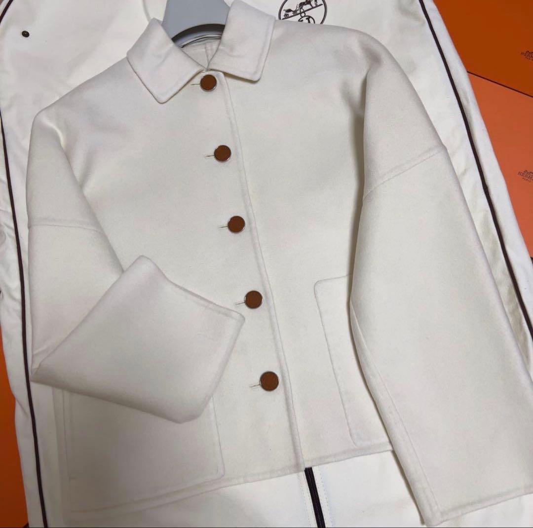 HERMES ショートジャケット　カシミヤ・ダブルフェイス