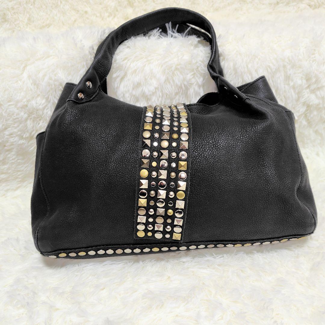 TRES（トレ） レザーハンドバッグ　牛革　トート　ブラック　スタッズ　Y2K