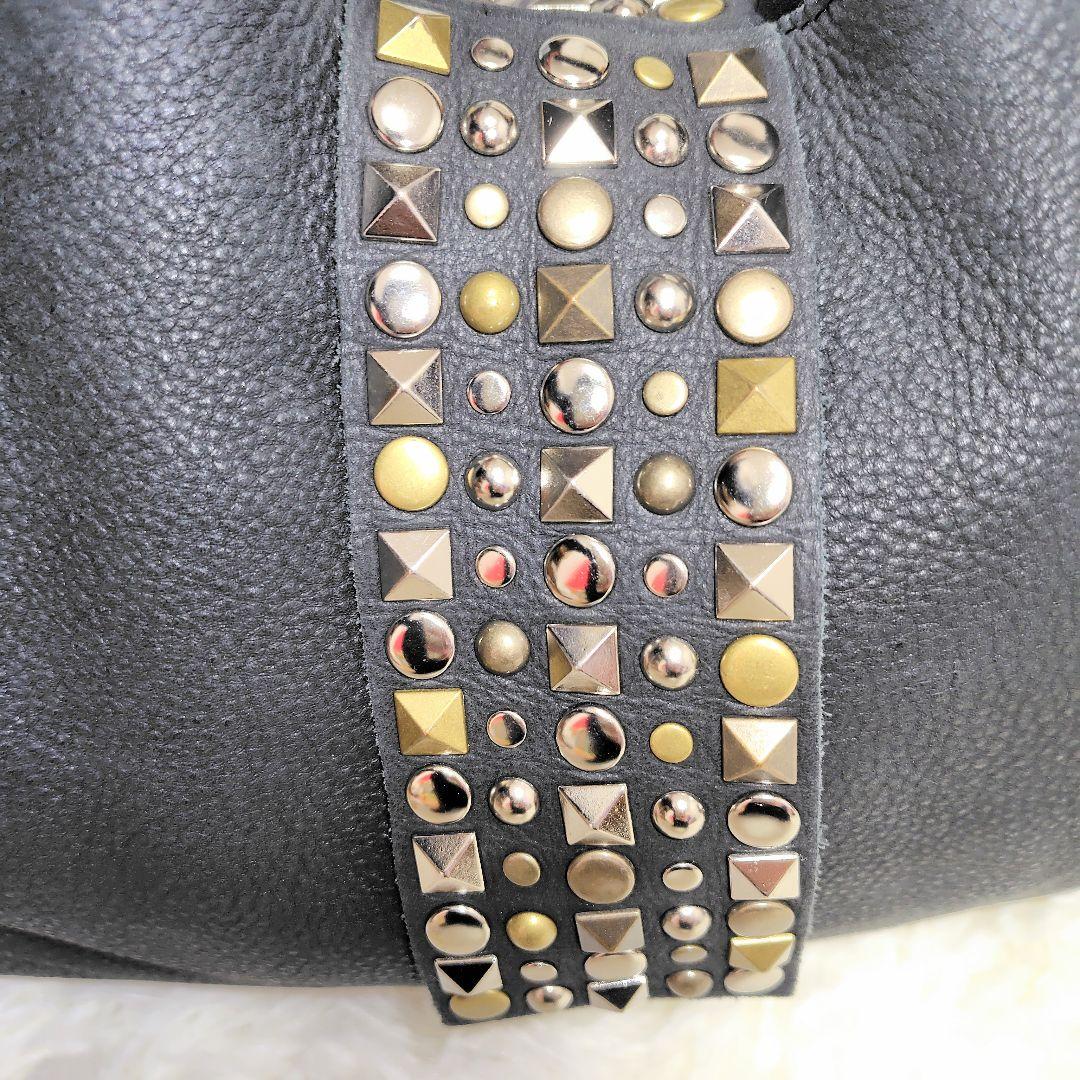 TRES（トレ） レザーハンドバッグ　牛革　トート　ブラック　スタッズ　Y2K