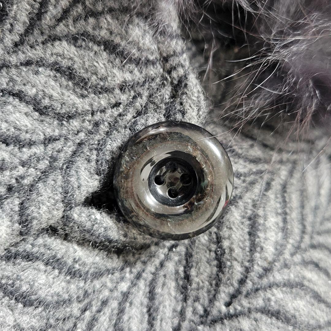 ファー　カシミヤ100% ポンチョ・ケープコート グレー　ヘリンボーン　異素材