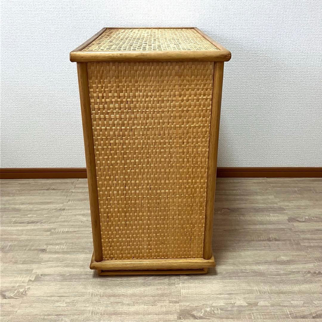 【良品】ラタン製 4段チェスト レトロ家具 ナチュラル収納