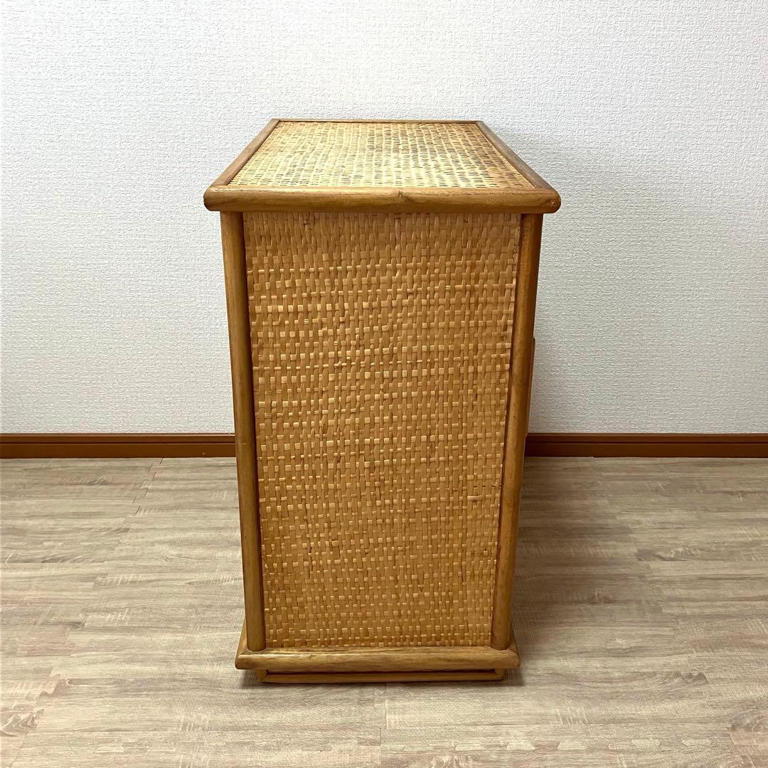 【良品】ラタン製 4段チェスト レトロ家具 ナチュラル収納