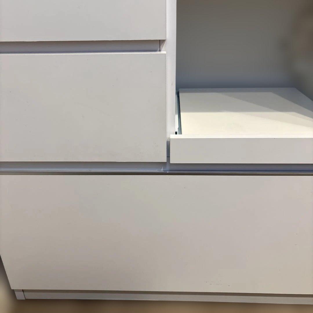 ニトリホワイトキッチンカウンター 収納棚 引き出し付き