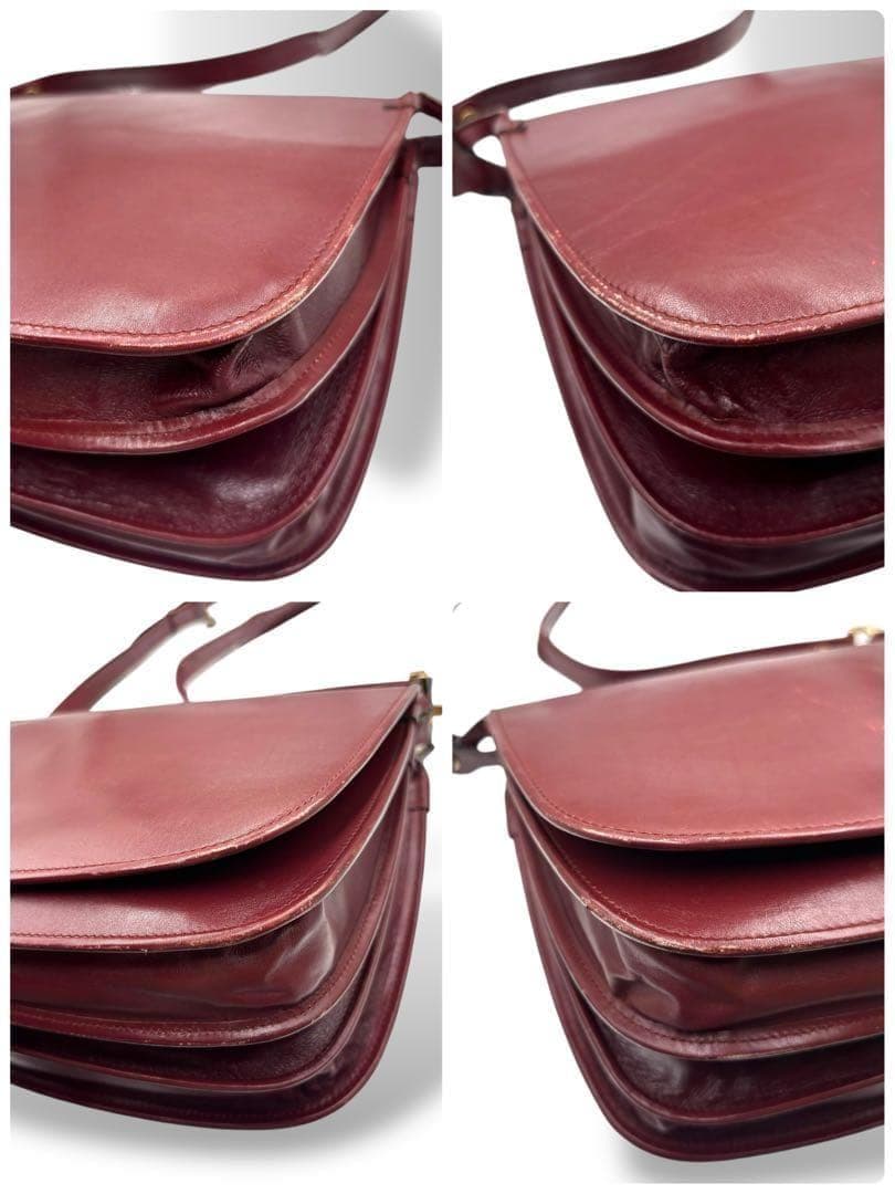 【ヴィンテージ】カルティエ　マストライン　ショルダーバッグ　ボルドー　レザー