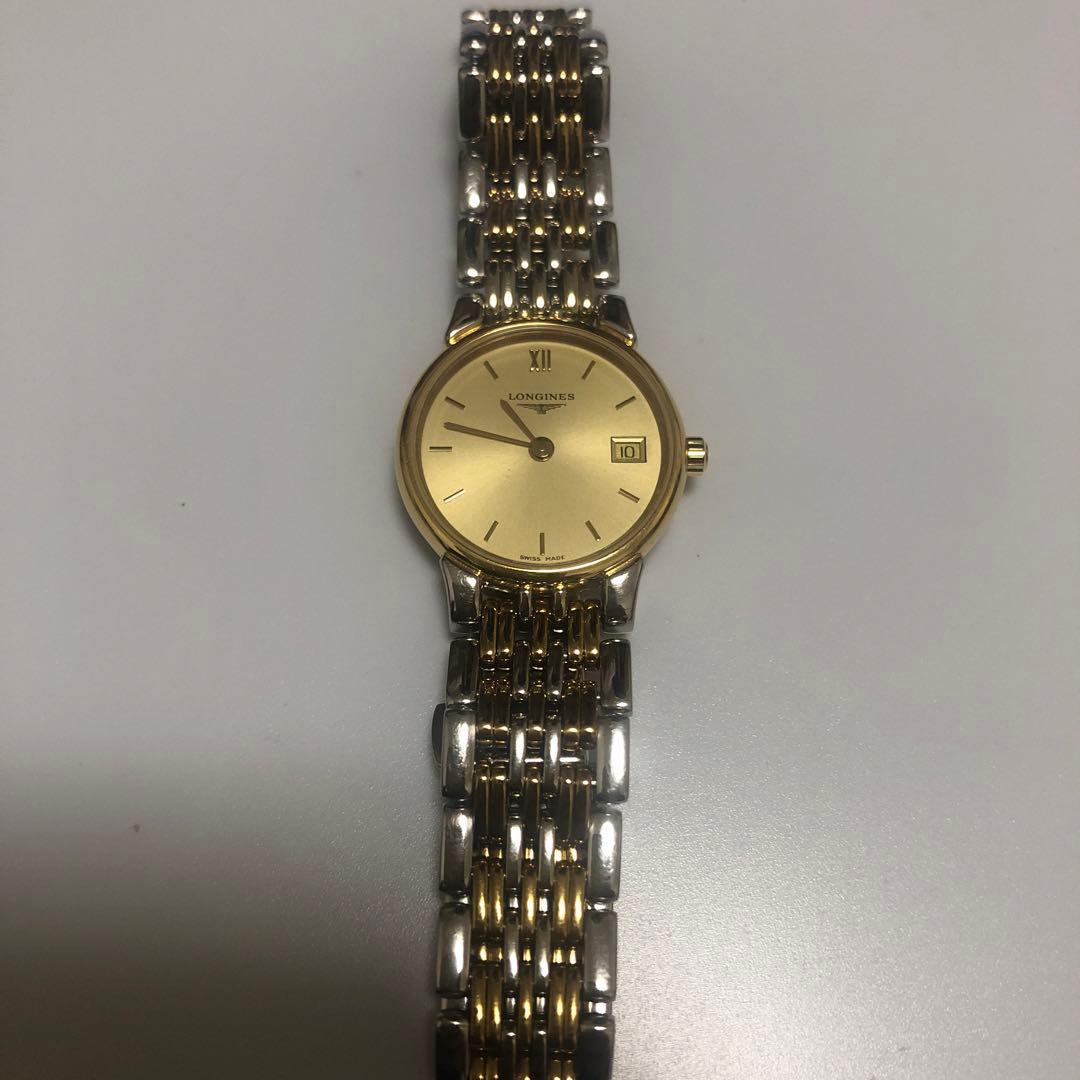 ロンジン グランドクラシック コンビ 腕時計 レディース ゴールド文字盤