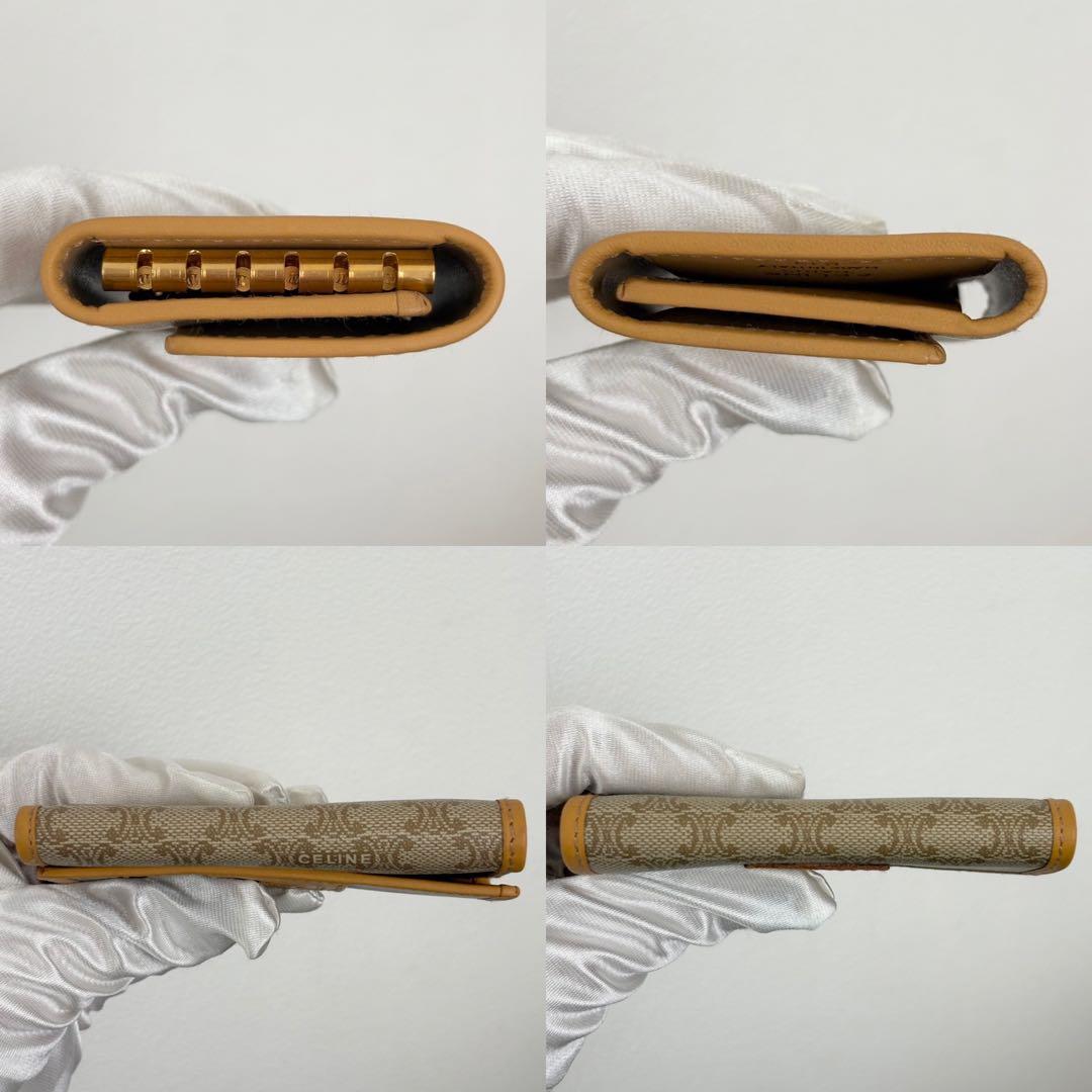 【美品】セリーヌ 6連キーケース ベージュ系 レザーマカダム ヴ マカダム柄62