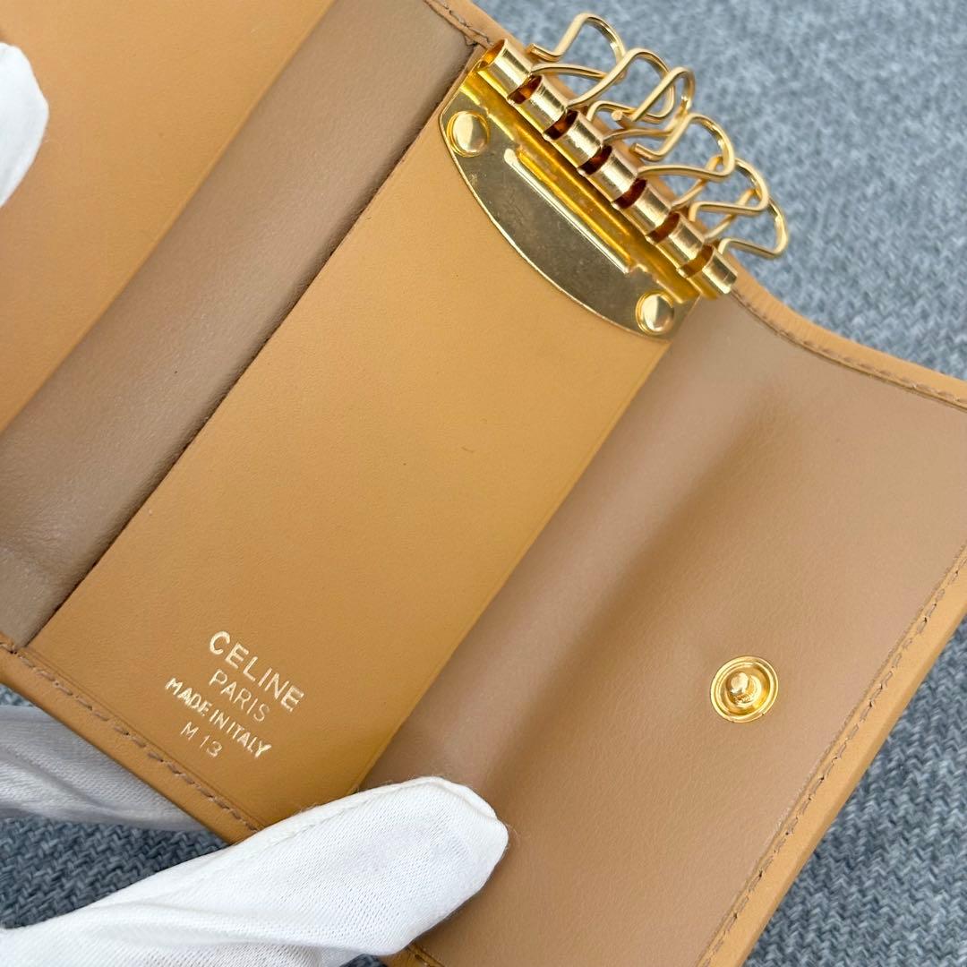 【美品】セリーヌ 6連キーケース ベージュ系 レザーマカダム ヴ マカダム柄62