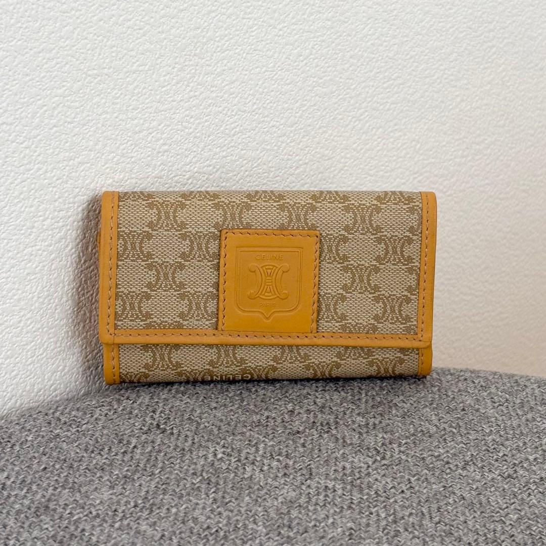 【美品】セリーヌ 6連キーケース ベージュ系 レザーマカダム ヴ マカダム柄62