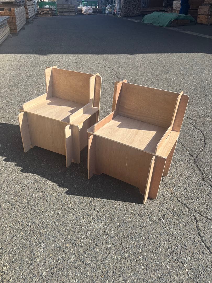 木製チェア 2脚セット 合板製　ペケ台　DIY