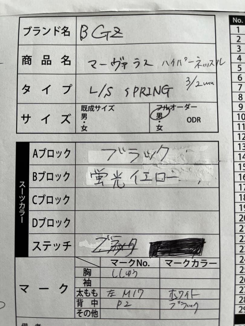 BGZ 3/2mmロンスプウエットスーツ　新品未使用