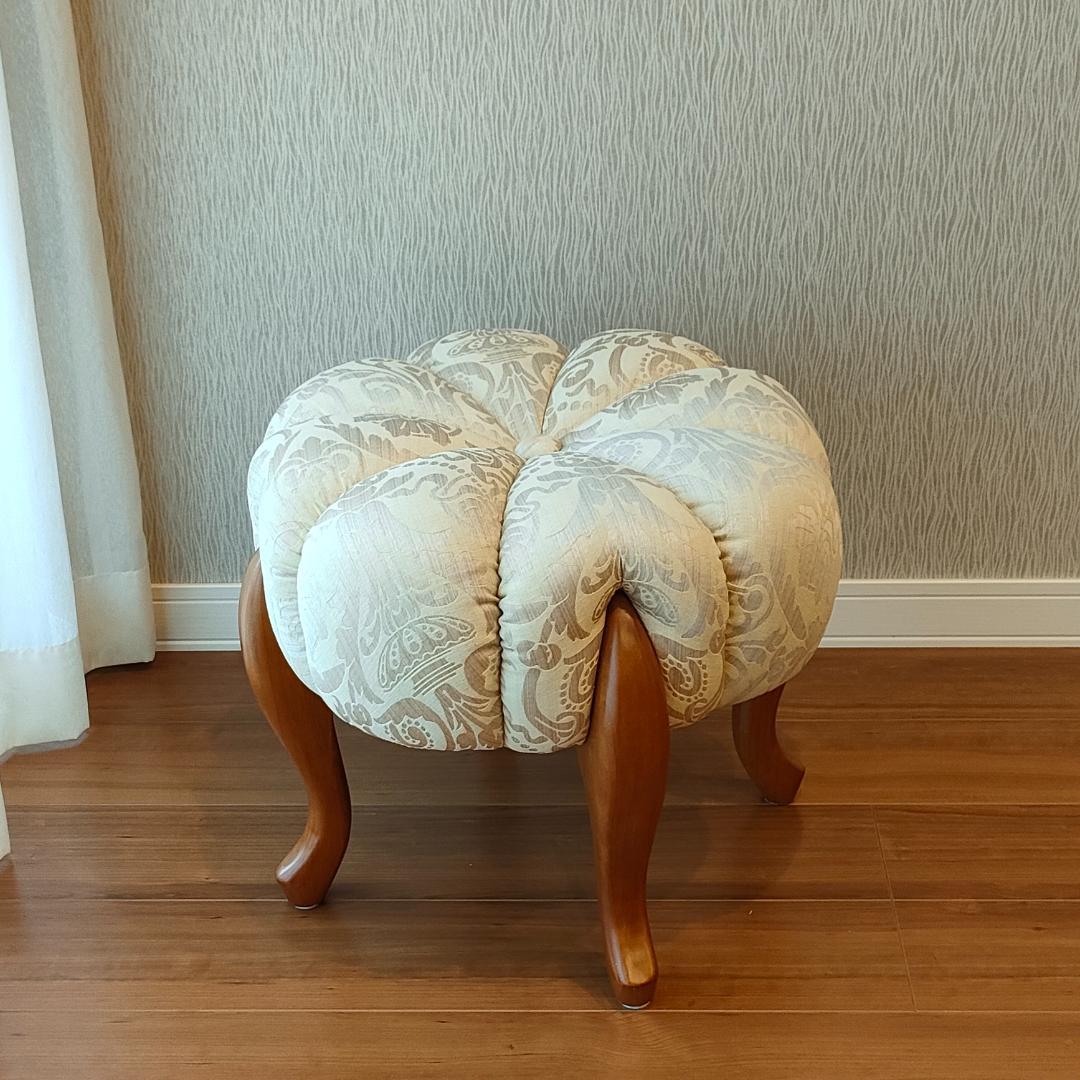〈美品〉ロココ調　パンプキンスツール　猫脚　サイドチェア　オットマン
