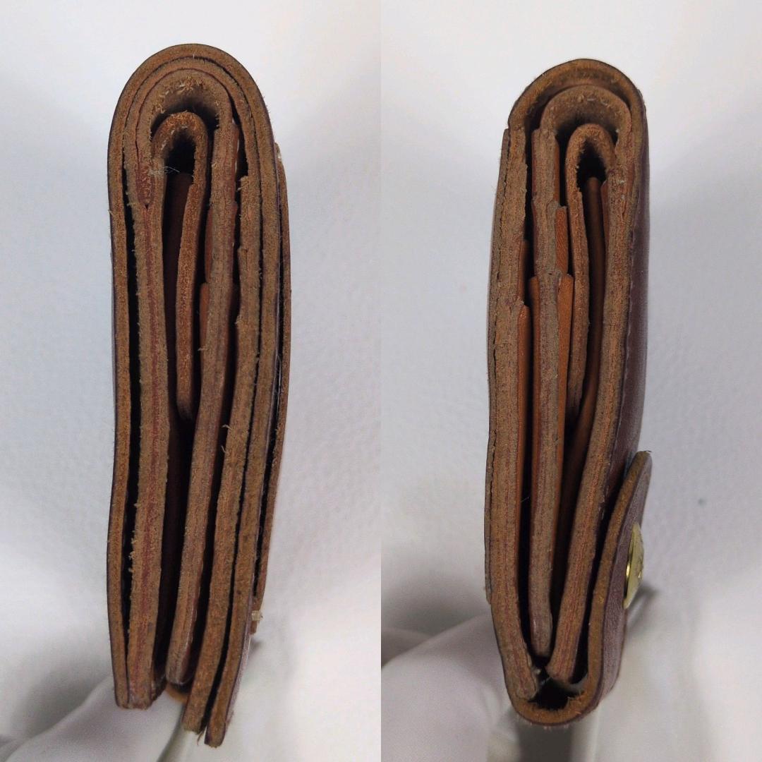 現行 イルビゾンテ 二つ折り 財布 コンパクト ブラウン ヌメ シボ ゴールド