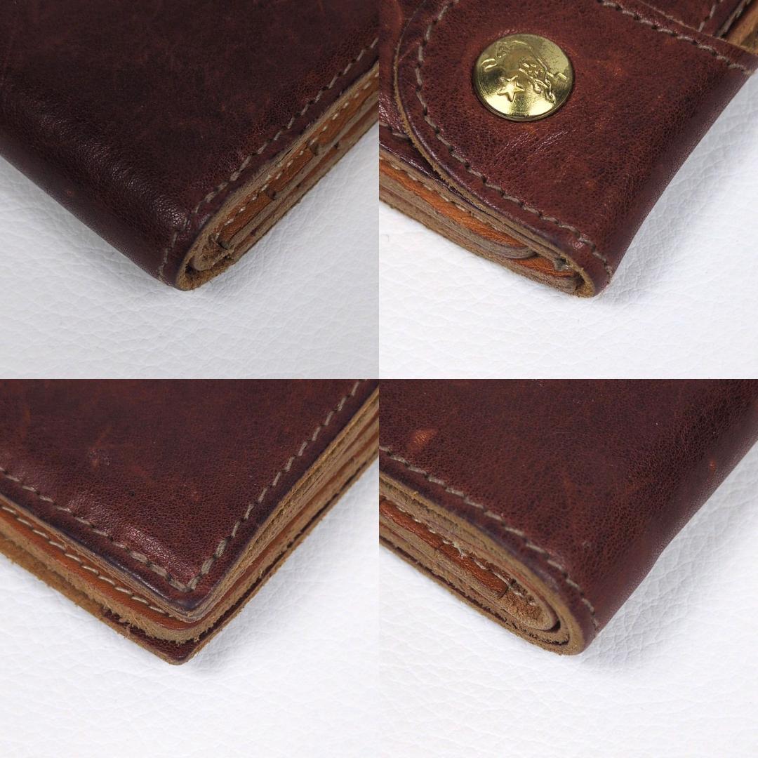 現行 イルビゾンテ 二つ折り 財布 コンパクト ブラウン ヌメ シボ ゴールド