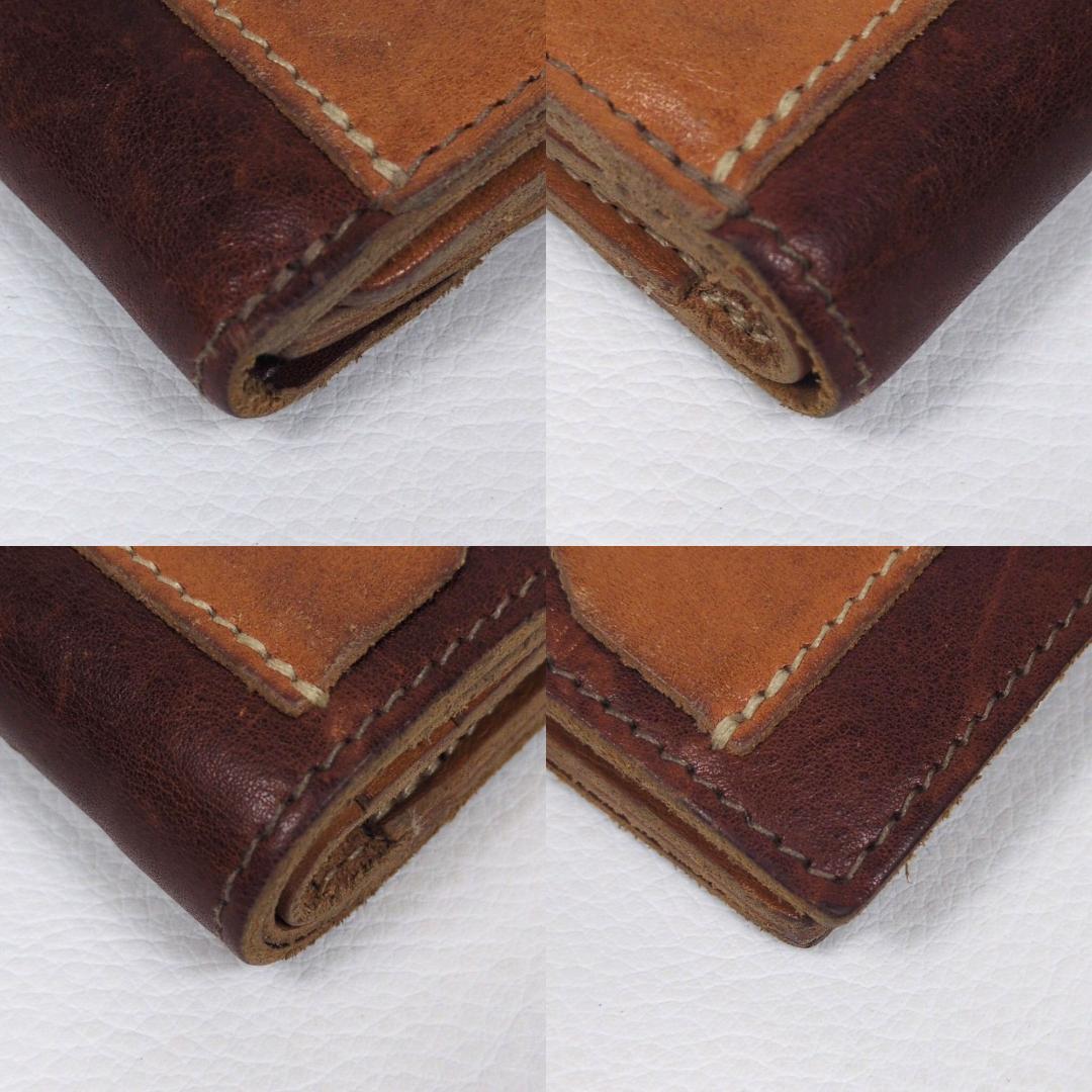 現行 イルビゾンテ 二つ折り 財布 コンパクト ブラウン ヌメ シボ ゴールド