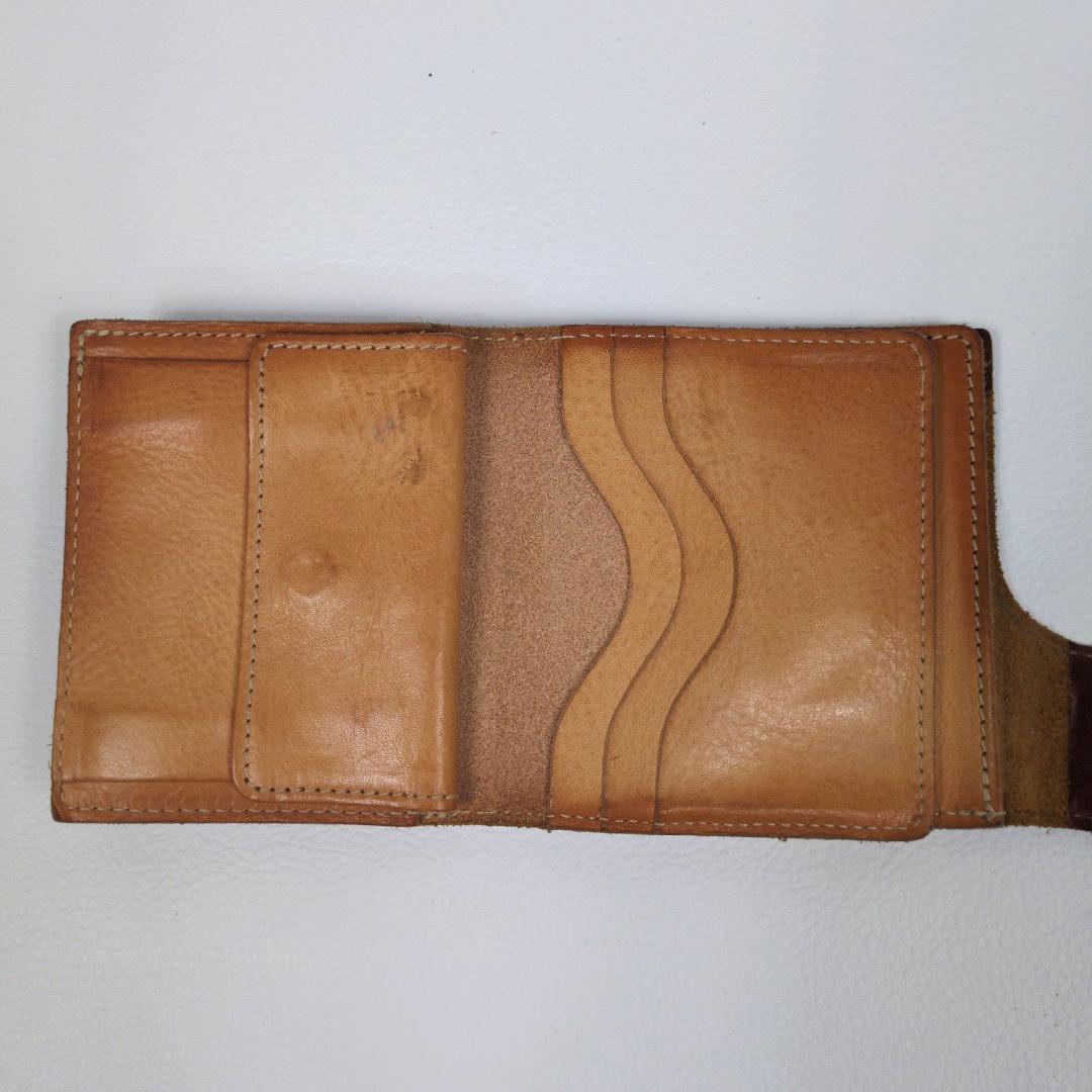 現行 イルビゾンテ 二つ折り 財布 コンパクト ブラウン ヌメ シボ ゴールド