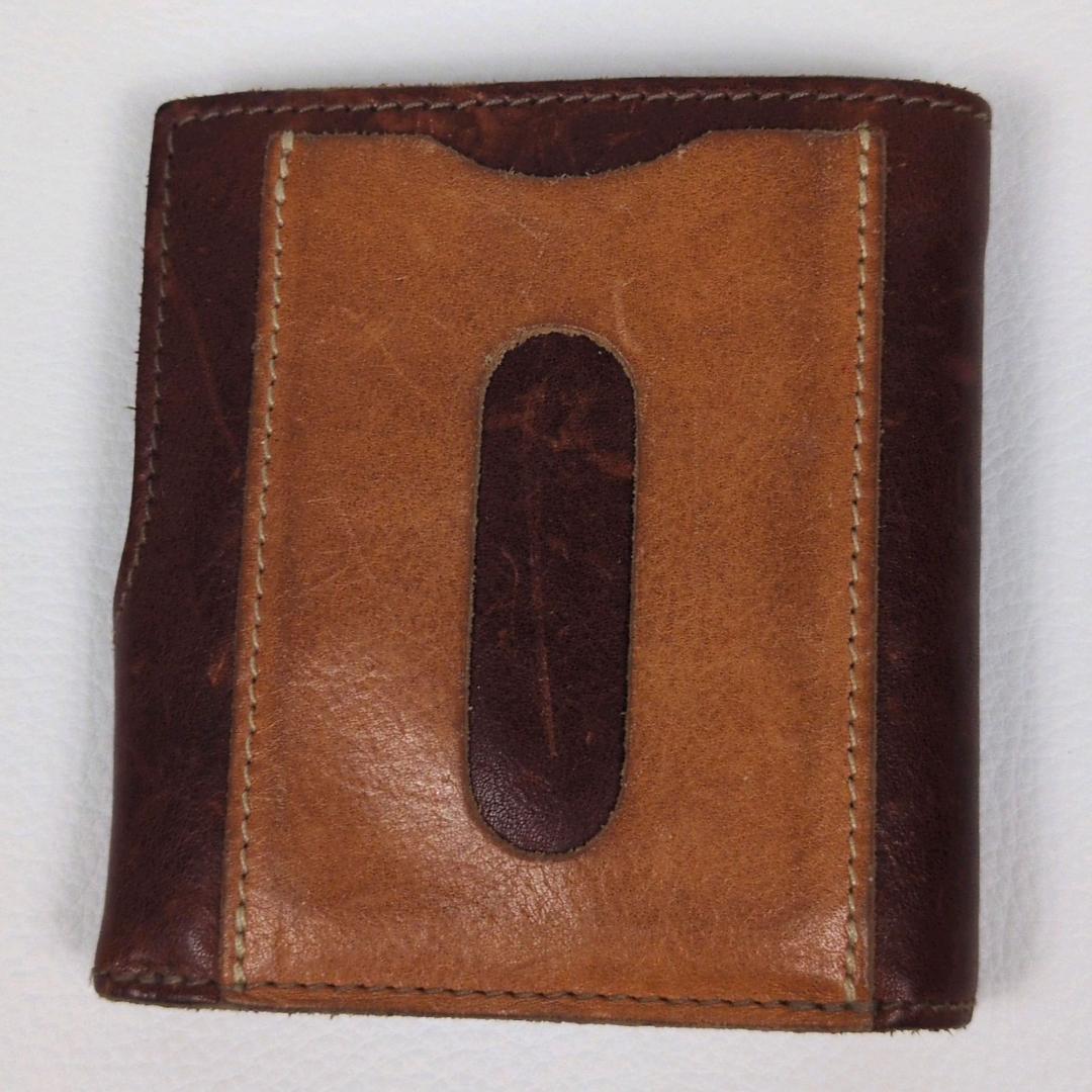 現行 イルビゾンテ 二つ折り 財布 コンパクト ブラウン ヌメ シボ ゴールド