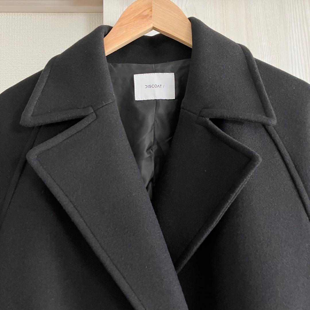 未使用に近い ◆ DISCOAT ディスコート 中空糸チェスターコート ブラック