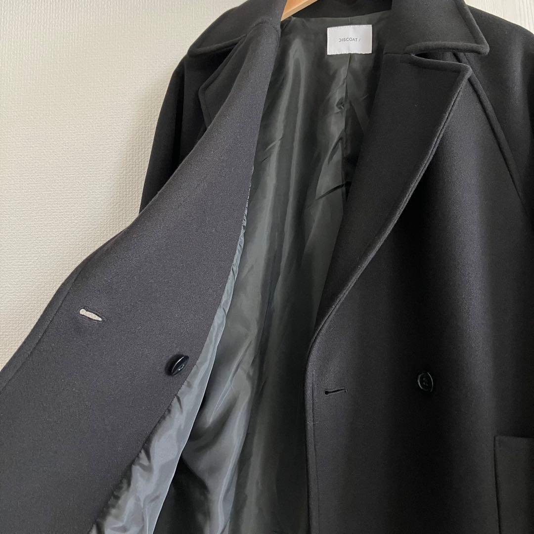 未使用に近い ◆ DISCOAT ディスコート 中空糸チェスターコート ブラック