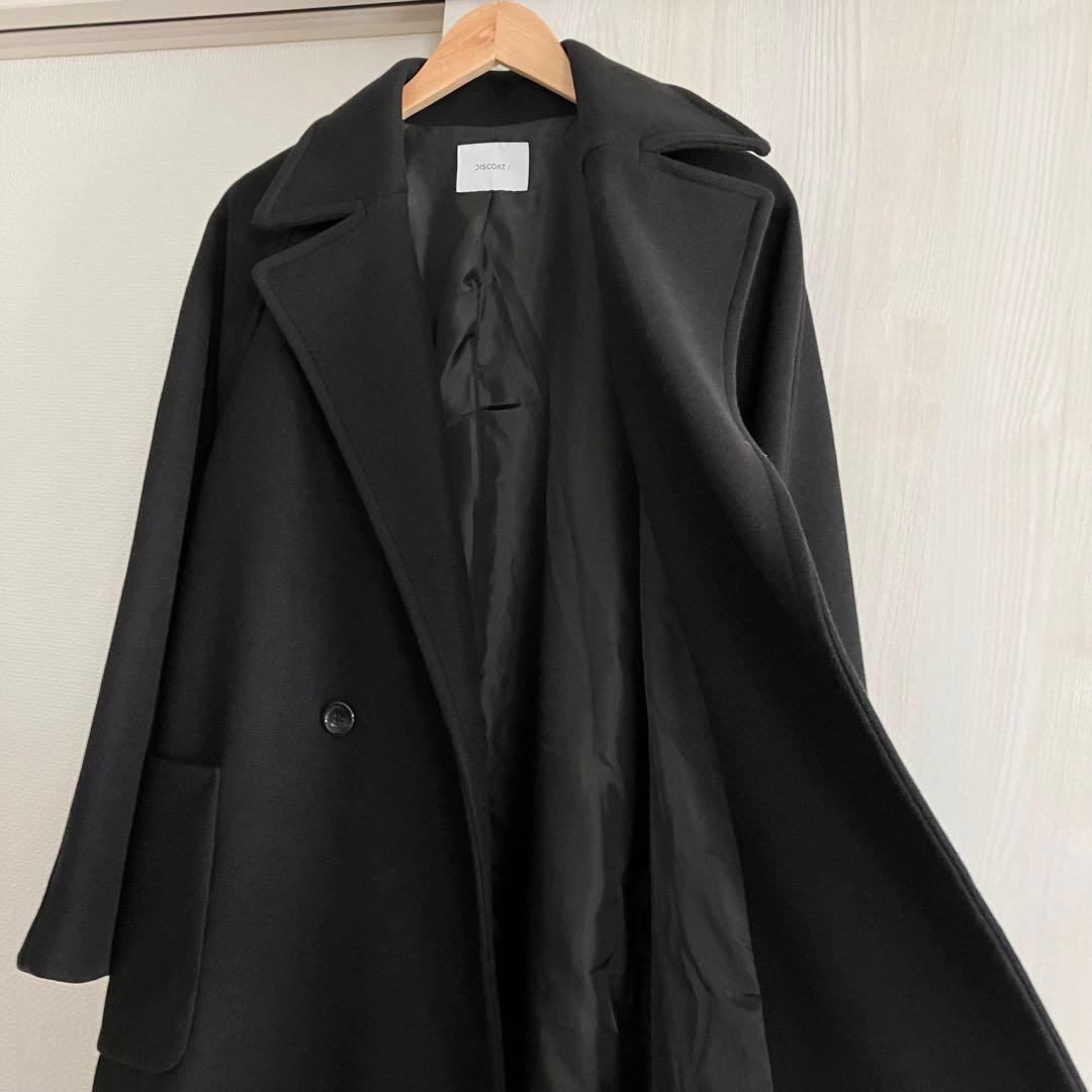 未使用に近い ◆ DISCOAT ディスコート 中空糸チェスターコート ブラック