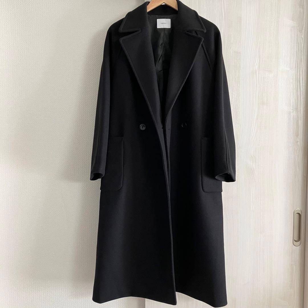 未使用に近い ◆ DISCOAT ディスコート 中空糸チェスターコート ブラック