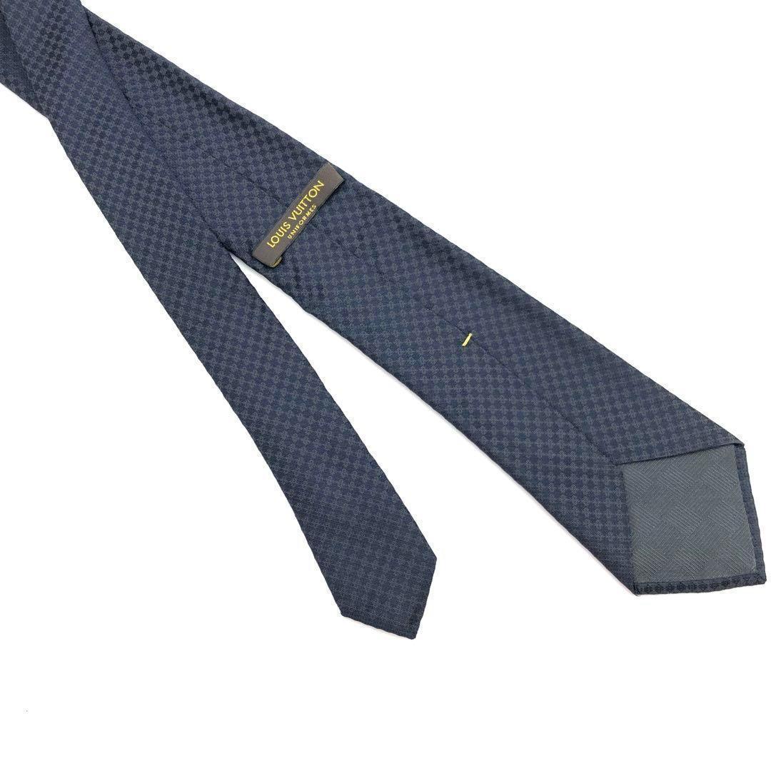 ヴィトン LOUIS VUITTON ネクタイ ネイビー ダミエ シルク