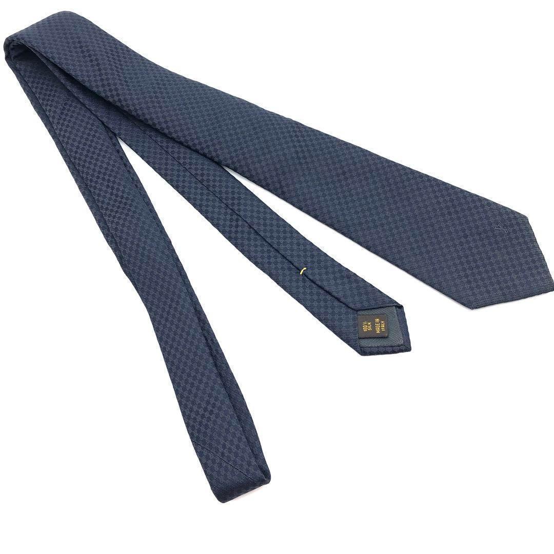 ヴィトン LOUIS VUITTON ネクタイ ネイビー ダミエ シルク