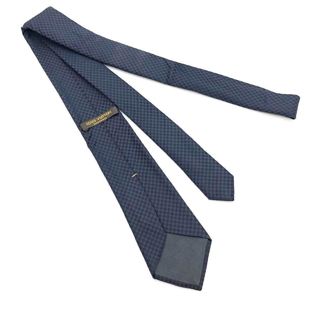 ヴィトン LOUIS VUITTON ネクタイ ネイビー ダミエ シルク
