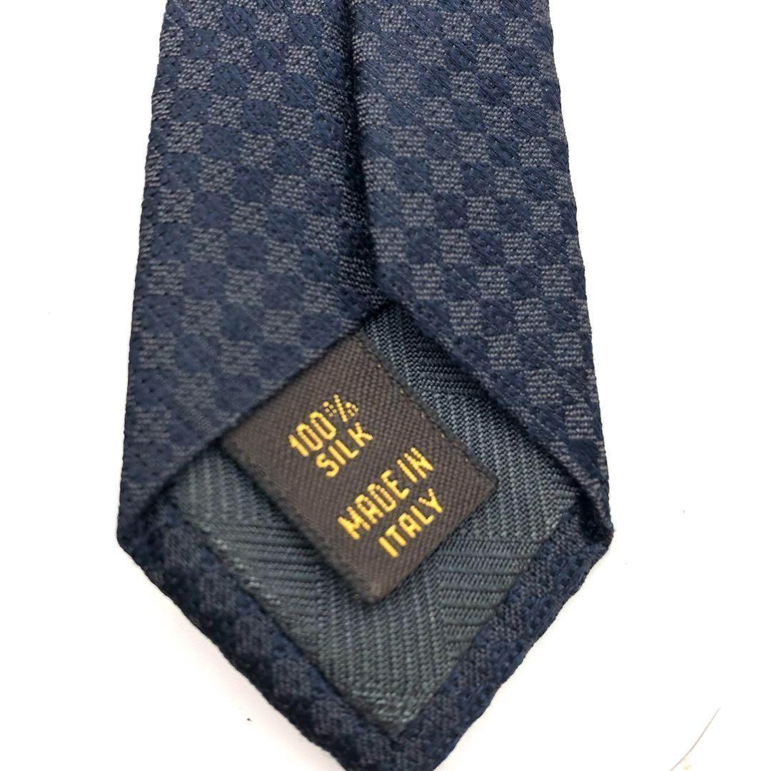 ヴィトン LOUIS VUITTON ネクタイ ネイビー ダミエ シルク